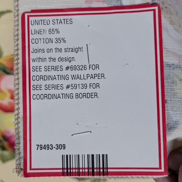 Vintage Linen Blend Brunschwig & Fils Ramages en Fete Cotton & Linen Print Maize - Picture 4 of 5